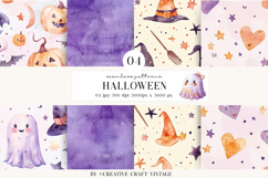 Halloween Seamless Patterns, watercolor digital papers Product Image 1