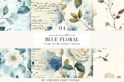 Blue Floral Seamless Patterns, digital papers, watercolor Product Image 1
