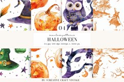 Halloween Seamless Patterns, watercolor digital papers Product Image 1