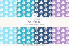 Nautical Seamless Patterns, Digital Papers, Scrapbook Design Product Image 1