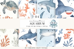 Sea Animals Seamless Pattern, watercolor digital paper Product Image 1