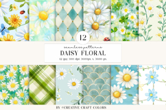 Daisy Floral Seamless Patterns, watercolor digital papers Product Image 2