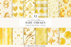 Baby Chicken Seamless Patterns, watercolor digital papers Product Image 1