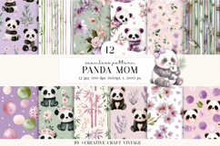 Panda Mom Seamless Patterns, cherry blossom digital papers Product Image 2