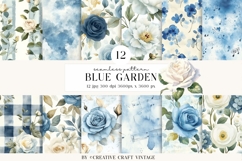 Blue Garden Seamless Pattern, Watercolor digital papers Product Image 2