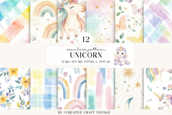 Unicorn Seamless Patterns, watercolor digital papers Product Image 2