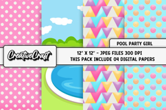 Pool Party Girl Digital Papers, scrapbook background designs Product Image 1