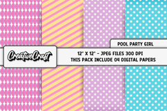 Pool Party Girl Digital Papers, scrapbook background designs Product Image 1