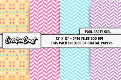 Pool Party Girl Digital Papers, scrapbook background designs Product Image 1