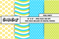 Pool Party digital papers, summer tropical scrapbook designs Product Image 1
