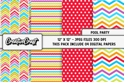 Pool Party digital papers, summer tropical scrapbook designs Product Image 1