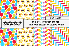 Pool Party digital papers, summer tropical scrapbook designs Product Image 1