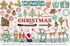 Christmas Digital Paper and Clipart png, illustration Product Image 3