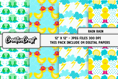 Rain Rain Digital Papers, umbrella digital scrapbook designs Product Image 1