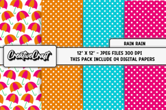 Rain Rain Digital Papers, umbrella digital scrapbook designs Product Image 1