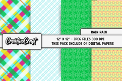 Rain Rain Digital Papers, umbrella digital scrapbook designs Product Image 1