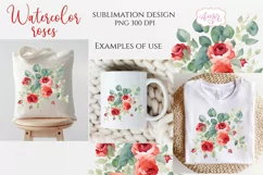 Watercolor roses arrangement sublimation PNG | Floral design Product Image 2