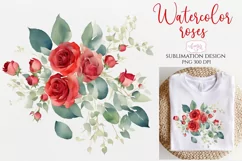 Watercolor roses arrangement sublimation PNG | Floral design Product Image 1