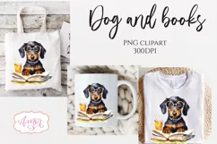 Dachshund dog reading a book PNG for sublimation clipart Product Image 2