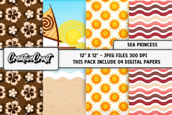 Sea Princess Digital Papers, scrapbook background designs Product Image 1