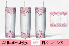 Pink flowers and wood tumbler wrap PNG for sublimation Product Image 2