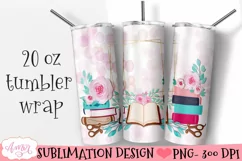 Book lover tumbler wrap for sublimation | Book tumbler PNG Product Image 1