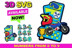 Motocross Party 3D SVG Numbers | Motocross birthday SVG Product Image 1