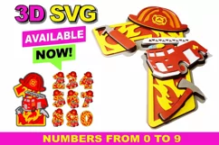 Firetruck Party 3D SVG Numbers | Firetruck birthday SVG Product Image 1