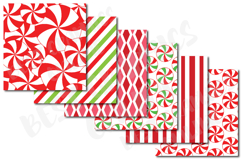 Candy cane background papers, Christmas candy digital papers Product Image 2