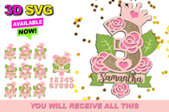 Roses Topper numbers 3D SVG Product Image 1