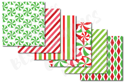 Candy cane background papers, Christmas candy digital papers Product Image 3