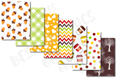 Autumn season background digital paper pack Fall clipart set Product Image 3