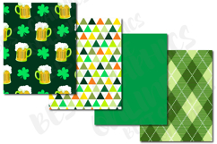 St Patrick's Day Digital Papers, Saint Patrick Shamrock Set Product Image 3