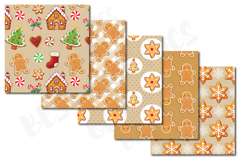 Gingerbread Cookies Background Papers Christmas Paper Set Product Image 3