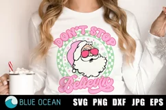 Don't Stop Believin, Christmas SVG, Pink Christmas PNG, Product Image 1