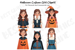 Halloween costume girls clipart set, Halloween costume girl Product Image 1