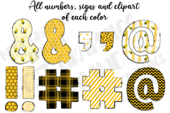 Bee Honey Doodle Alphabet Letters Numbers and Clipart Product Image 6