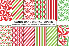 Candy cane background papers, Christmas candy digital papers Product Image 1