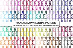 Hand Drawn Loops Digital Papers Pack JPG, Doodles Background Product Image 1