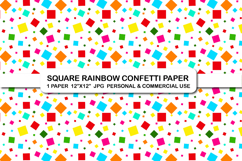 Rainbow Confetti Digital Paper, Bright Colors Squares Paper Product Image 1