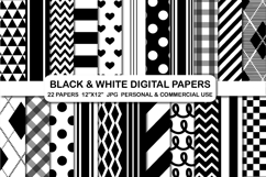 22 Black and White Digital Background Papers, Polka dots Product Image 1
