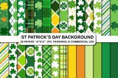St Patrick's Day Digital Papers, Saint Patrick Shamrock Set Product Image 1