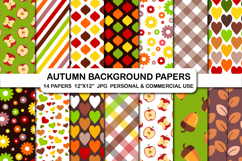 Fall digital paper pack Autumn pattern paper kit Background Product Image 1
