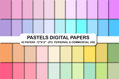 42 Pastels Digital Papers Pack, Light Colors Backgrounds Product Image 1