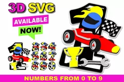 Racing Car Party 3D SVG Numbers | Race Car birthday SVG Product Image 1