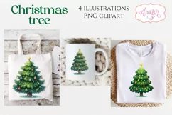 Cute Christmas tree PNG clipart | Watercolor Christmas PNG Product Image 2