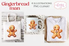 Cute watercolor gingerbread man cookies PNG clipart Product Image 2