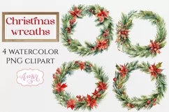 Christmas wreaths PNG clipart transparent background Product Image 1