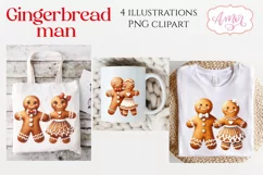 Cute watercolor gingerbread man cookies PNG clipart Product Image 2