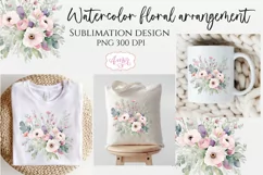 Watercolor floral arrangement PNG for sublimation Product Image 2